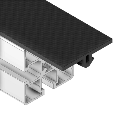 61-070-0 MODULAR SOLUTIONS PVC COVER PROFILE FLAT RUBBER W/RIDGES, CUT TO ANY LENGTH PRICE / METER SHOWN